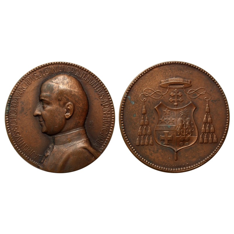Lorenzo Schioppa budapesti apostoli nuncius bronz érem 1924