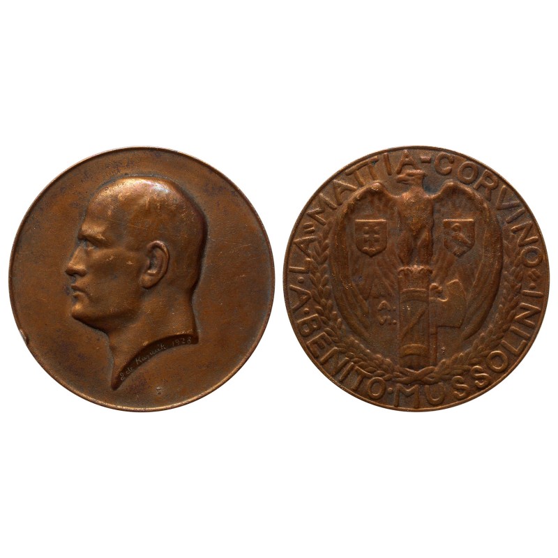 Olaszország, Benito Mussolini, Corvin Mátyás társaság bronz érem