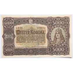 5000 korona 1923 Magyar Pénzjegynyomda