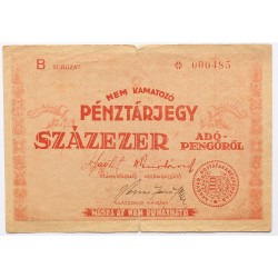Pénztárjegy százezer adópengő 1946