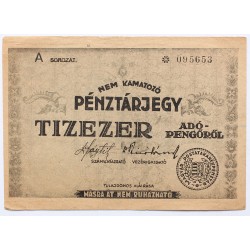 Pénztárjegy tízezer adópengő 1946 sorszámozott