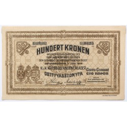 Hadifogolytábor Ostffyasszonyfa 100 korona 1916