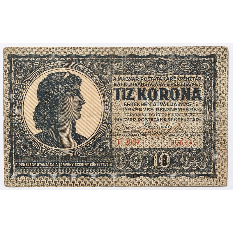 20 korona 1919. augusztus 9. F sorozat