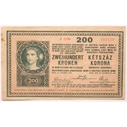 200 korona 1918 hullámos hátlap