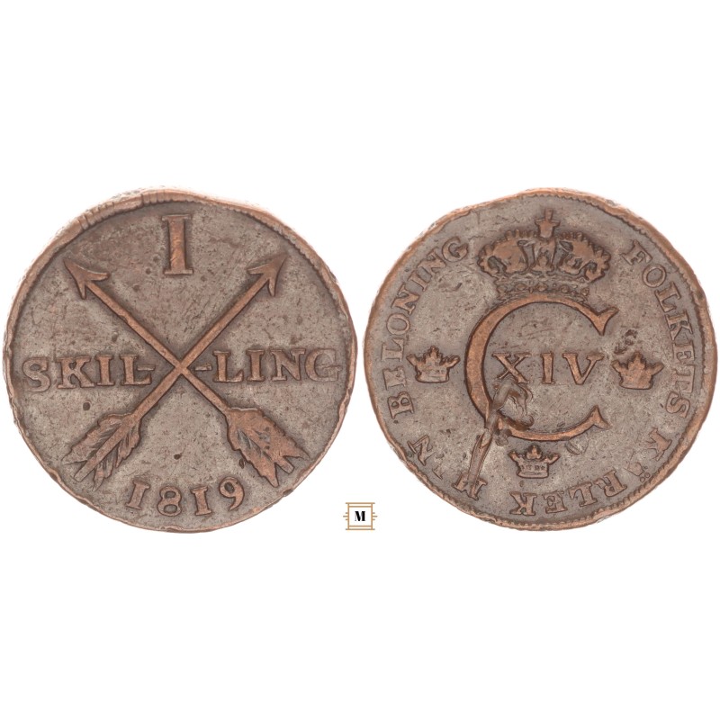 Svédország, XIV. Károly János 1 skilling 1819
