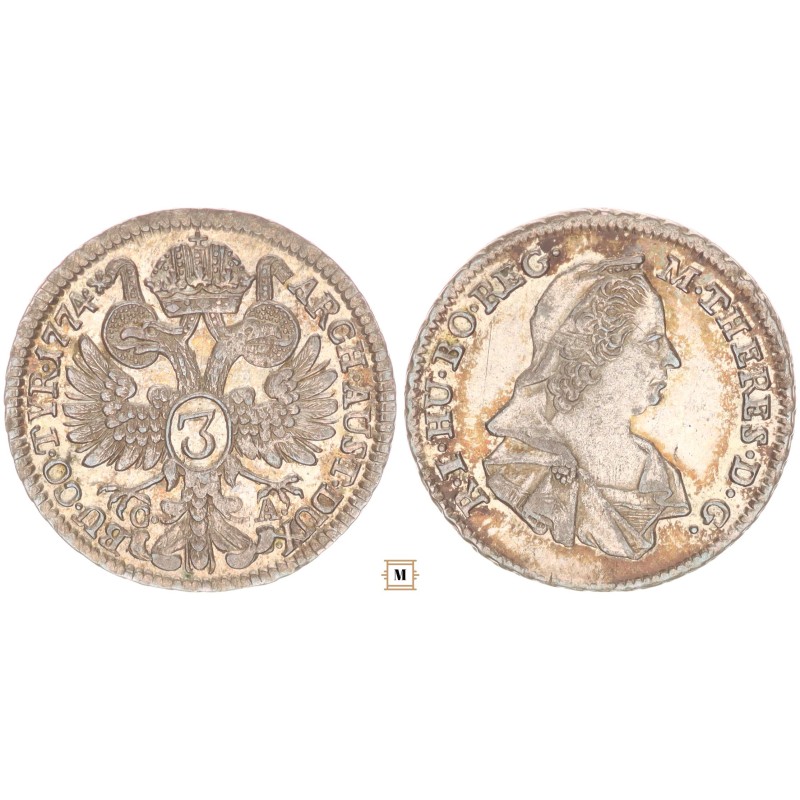 Mária Terézia 3 krajcár 1774 CA Bécs