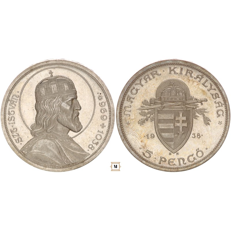 5 pengő Szent István 1938 BP