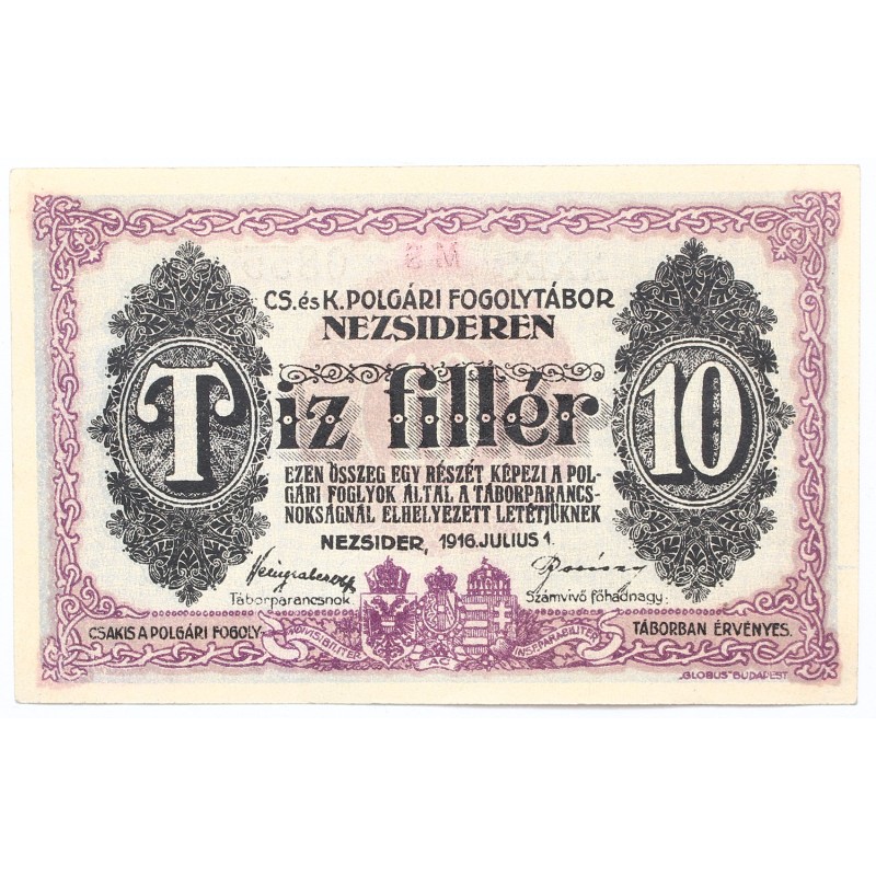 Hadifogolytábor Nezsider 10 fillér 1916 MS változat