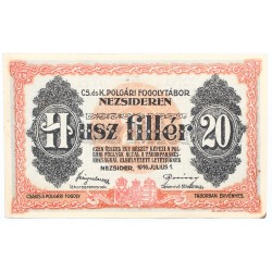 Hadifogolytábor Nezsider 20 fillér 1916 MS változat
