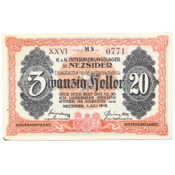 Hadifogolytábor Nezsider 20 fillér 1916 MS változat