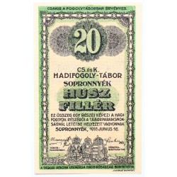 Hadifogolytábor Sopronnyék 20 fillér 1916 Arab sorozatszám