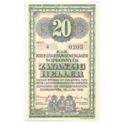Hadifogolytábor Sopronnyék 20 fillér 1916 Arab sorozatszám