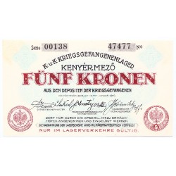 Hadifogolytábor Kenyérmező 5 korona 1916