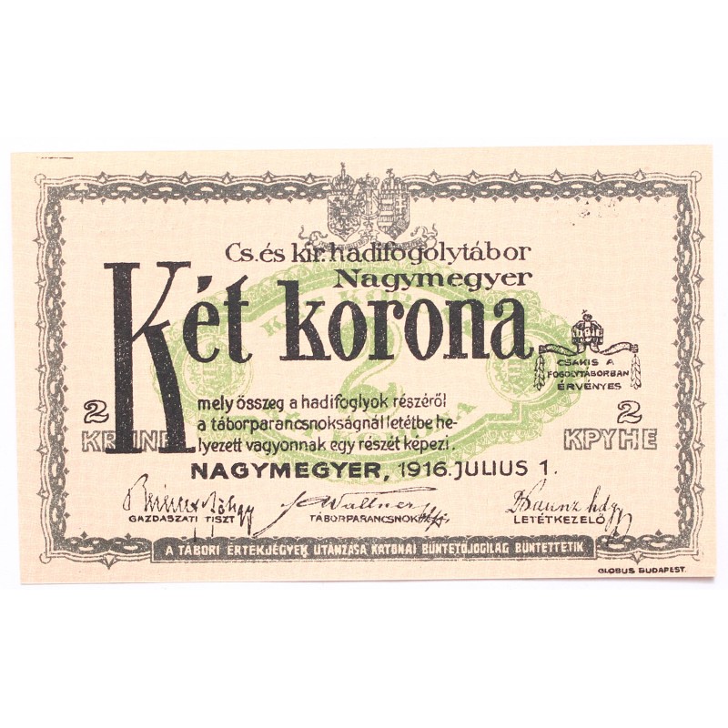 Hadifogolytábor Nagymegyer 2 korona 1916