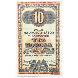 Hadifogolytábor Sopronnyék 10 korona 1916 Arab sorozatszám