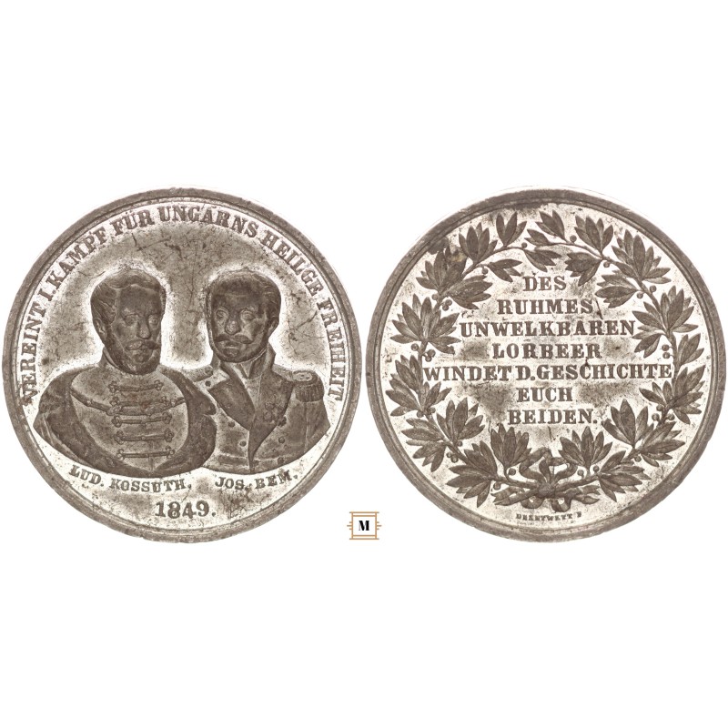 Kossuth Lajos és Bem József német nyelvű érem, Drentwett F.