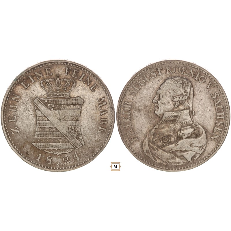 Szászország I. Frigyes Ágost tallér 1824 S