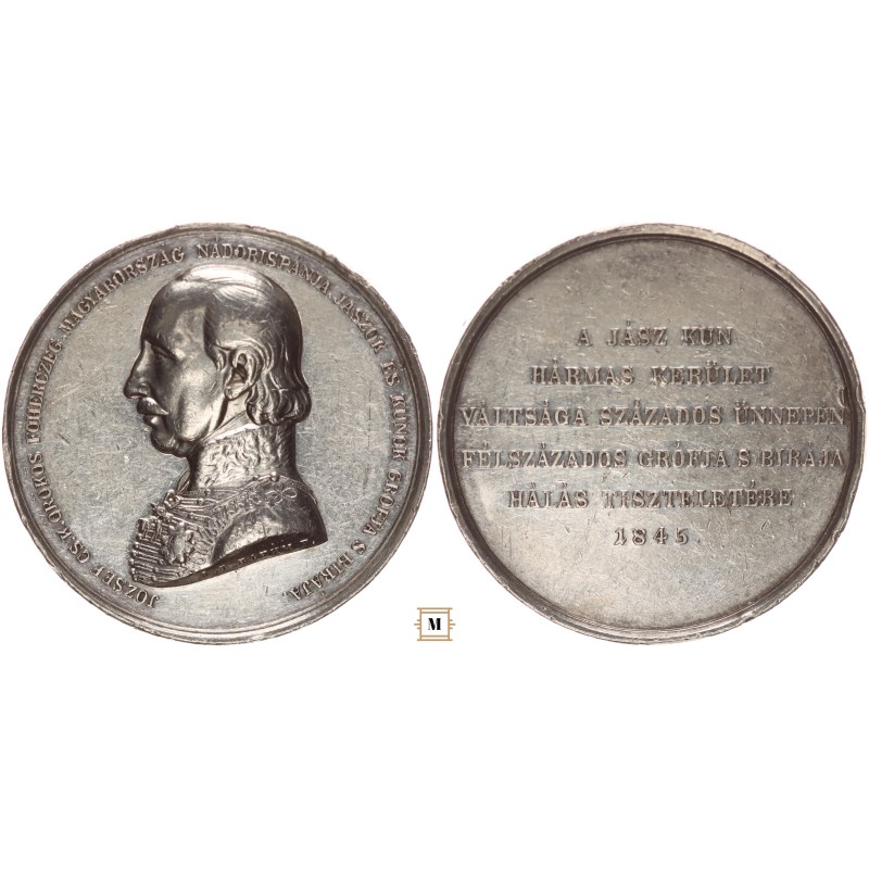 József Nádor tiszteletére ezüst érem 1845, Boehm