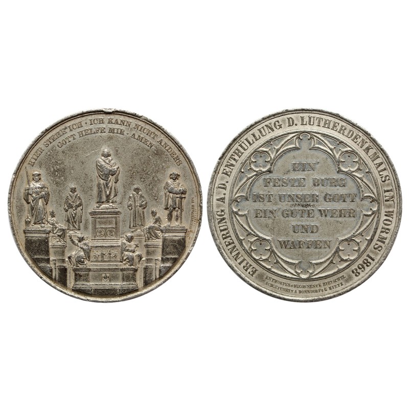 Németország, Worms, Luther emlékmű felavatása 1868 ón érem