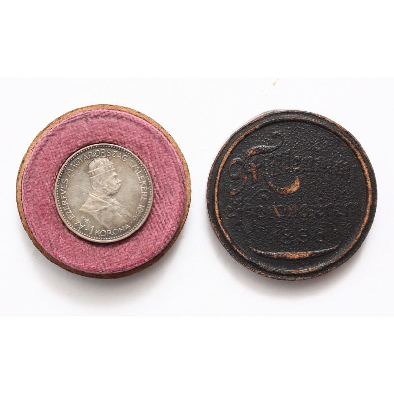 Ferenc József milleniumi 1 korona 1896 barna díszdobozban