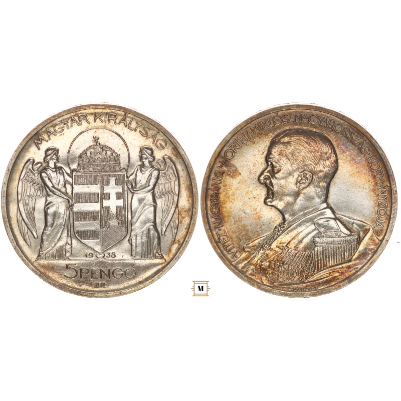 Horthy Miklós 5 pengő 1938 BP RRR!