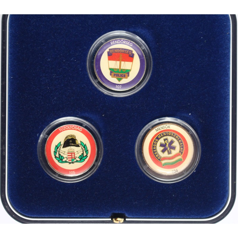 50 ft Mentők-Tűzoltók-Rendőrség matricás érmék díszdobozban