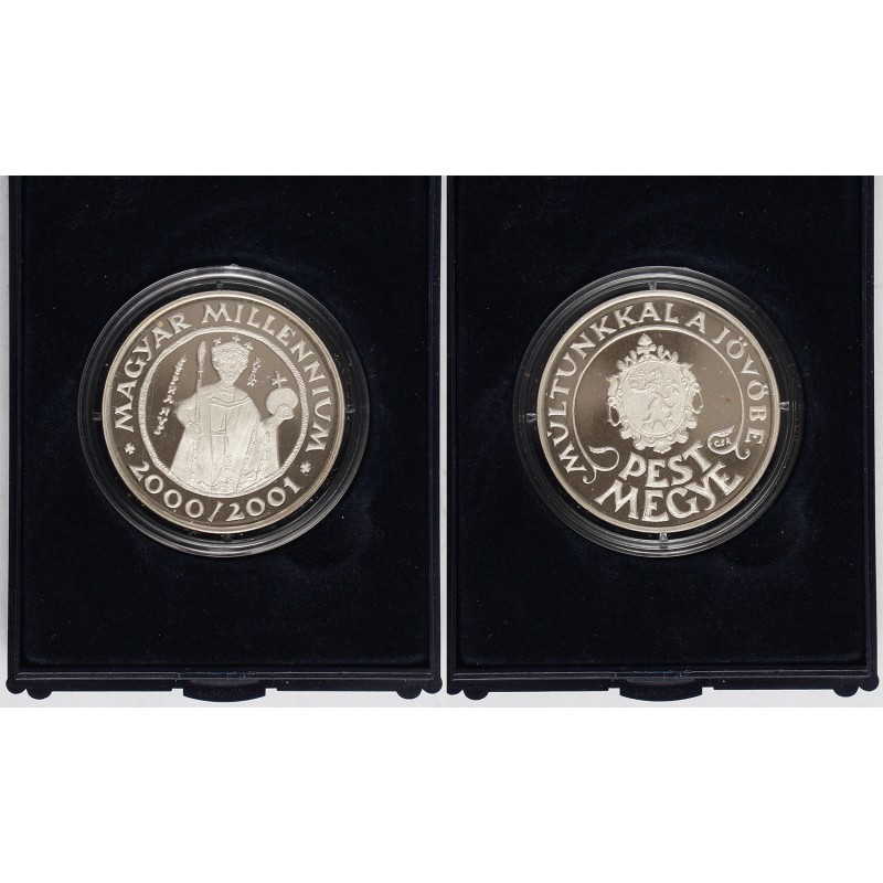 Millenium - Szent István - Pest megye ezüst emlékérem