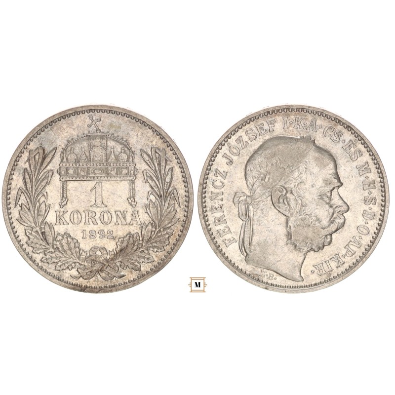Ferenc József 1 korona 1892 KB