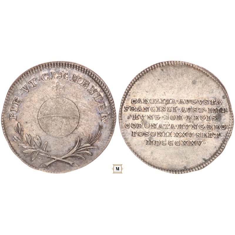 Karolina Auguszta pozsonyi koronázási zseton 1825