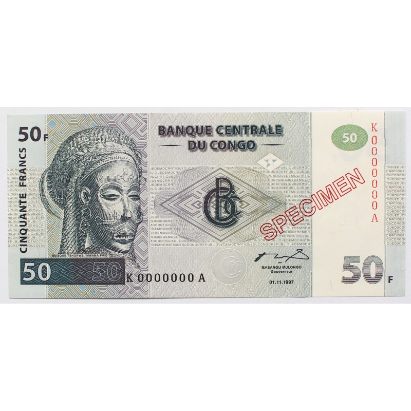Kongó 50 frank 1997 SPECIMEN