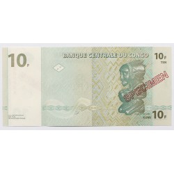 Kongó 10 frank 1997 SPECIMEN MINTA