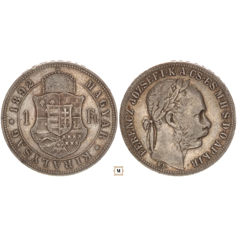 Ferenc József forint 1892 KB Fiume címer