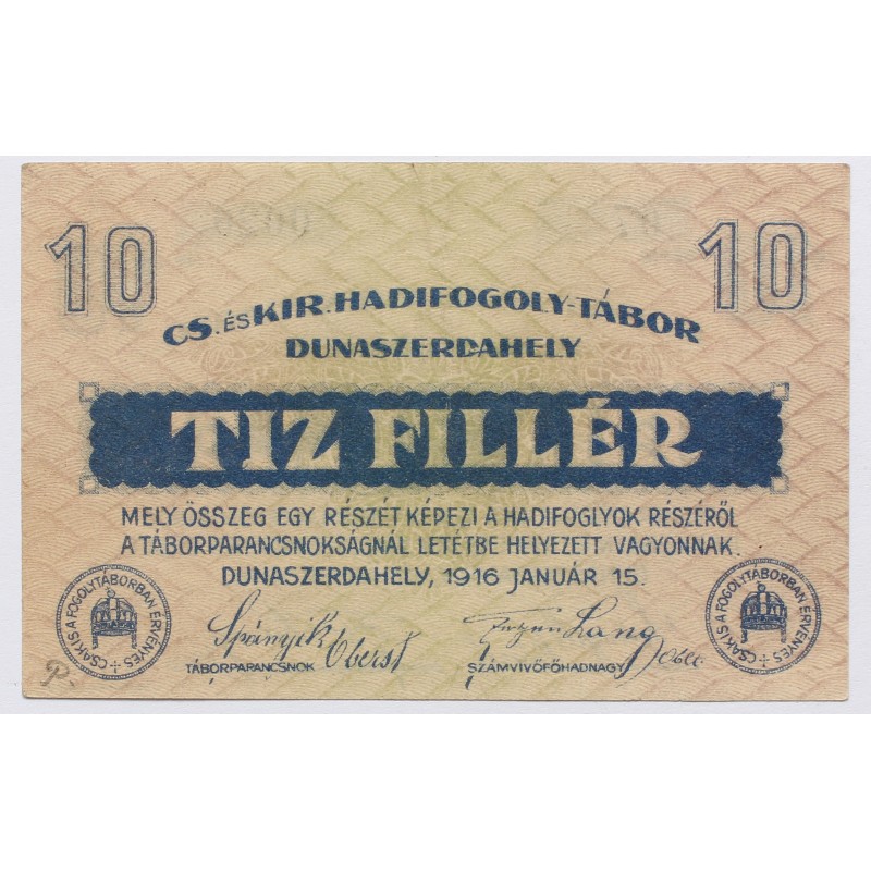 Hadifogolytábor Dunaszerdahely 10 fillér 1916