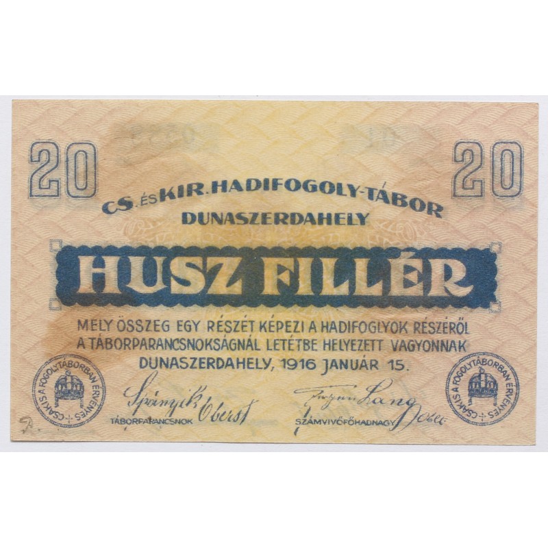 Hadifogolytábor Dunaszerdahely 20 fillér 1916
