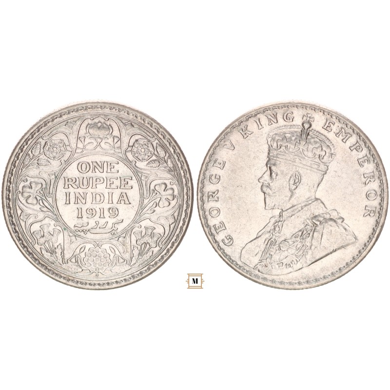India,V.György 1 rupia 1919