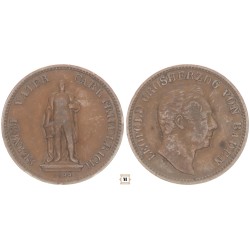 Németország, Baden-Durlach, Lipót nagyherceg emlékkrajcár 1844