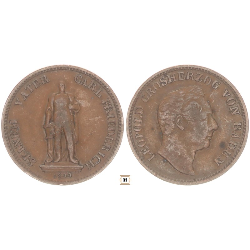 Németország, Baden-Durlach, Lipót nagyherceg emlékkrajcár 1844