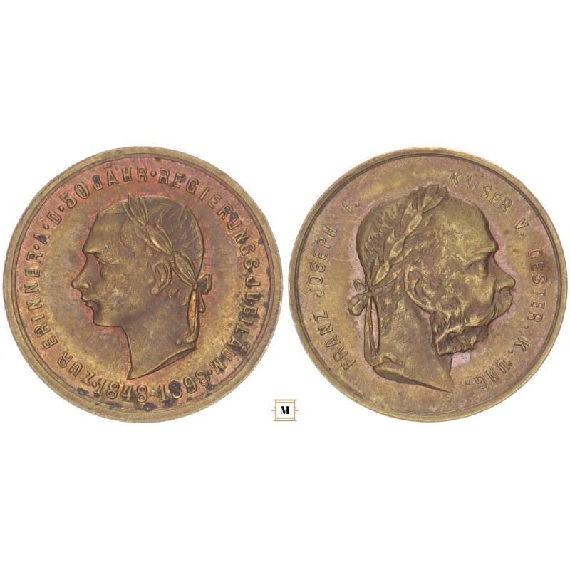 Ferenc József jubileumi 50 éves uralkodás bronzérem 1848-1898