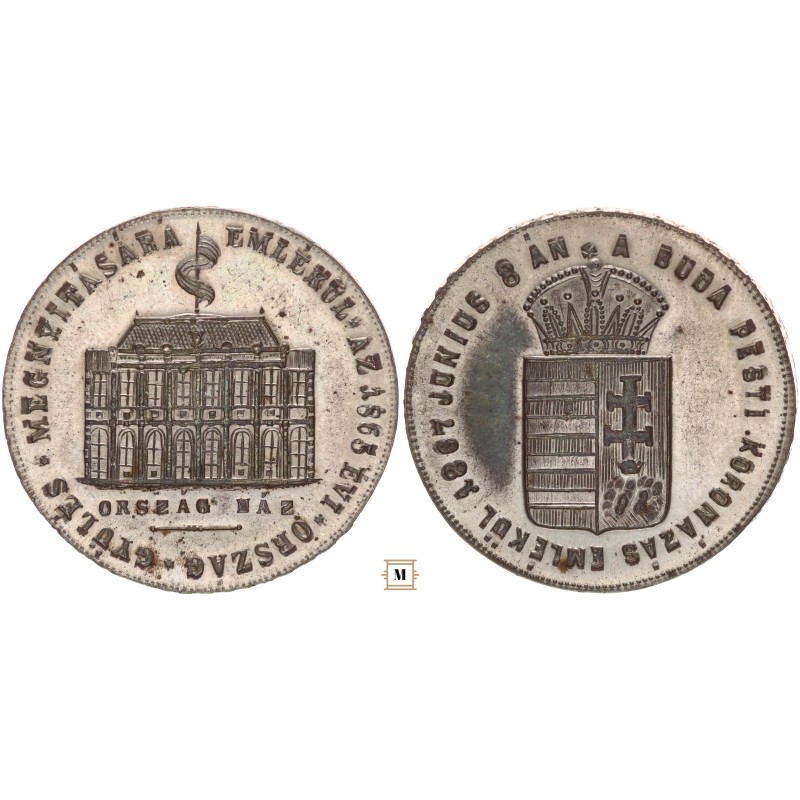 A Buda Pesti koronázás emlékül 1867 ezüstözött bronz érem