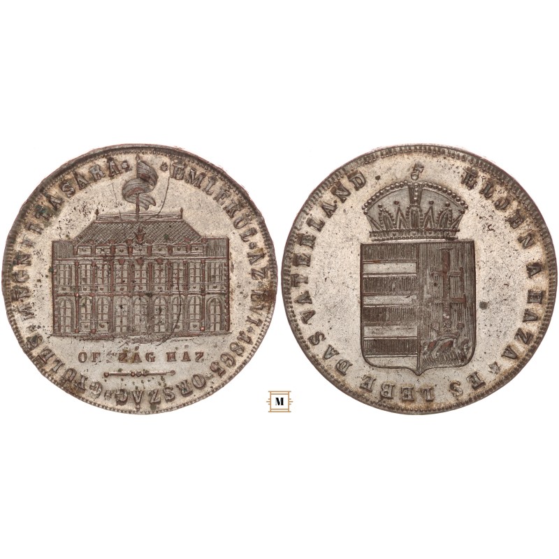 Éljen a haza - Emlékül az Országgyűlés megnyitására ezüstözött bronz érem 1867