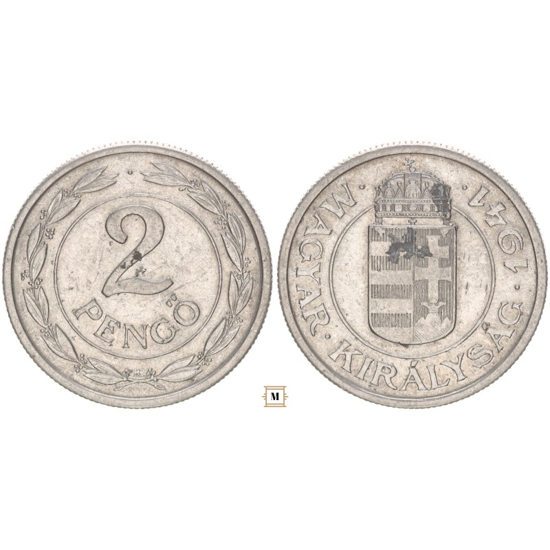 2 pengő 1941 BP hullámos talpú