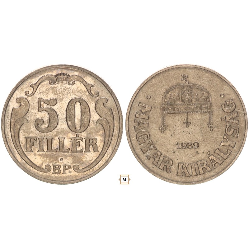 50 fillér 1939 BP Rozettás ARTEX
