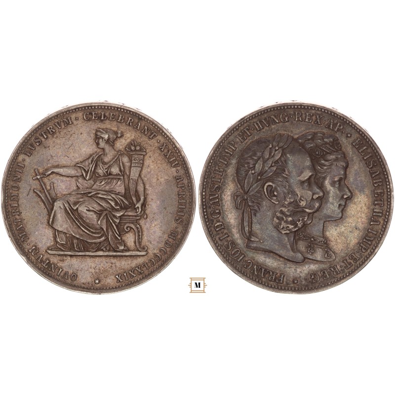 Ferenc József 2 gulden ezüstlakodalom 1879