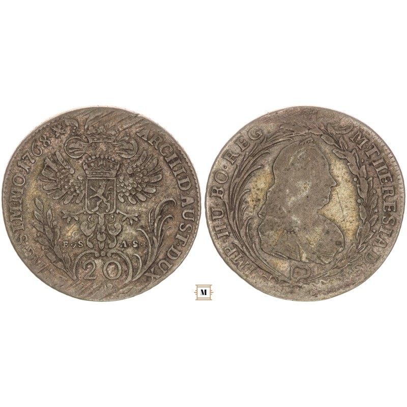 Mária Terézia 20 krajcár 1768 EvS-AS Prága