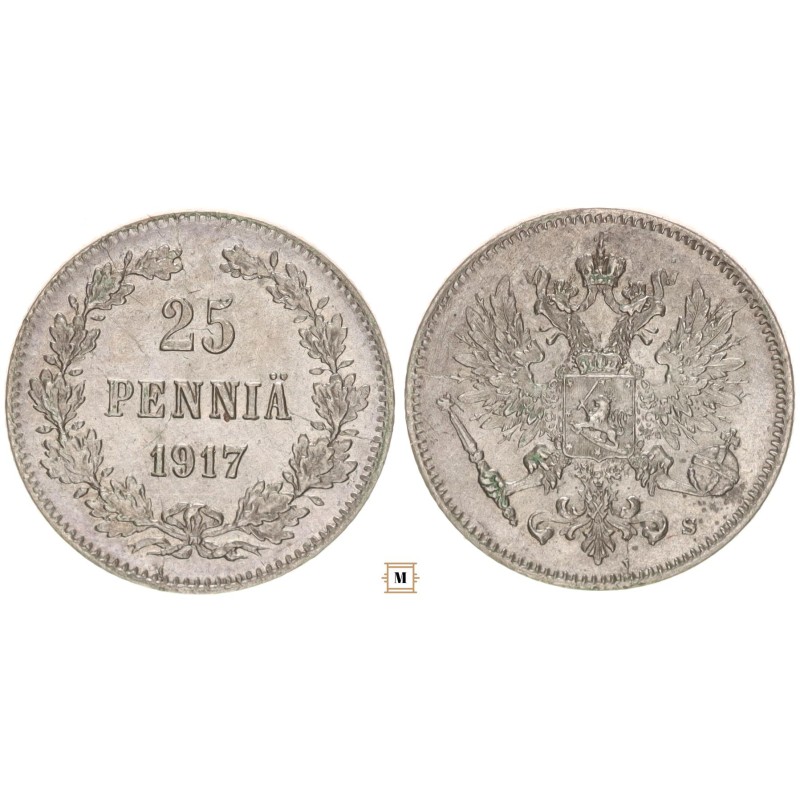 Finnország 25 pennia 1917 S