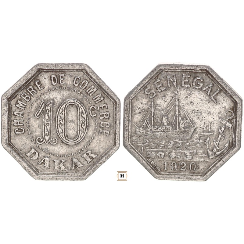 Szenegál 10 centimes 1920 Dakar zseton RR!