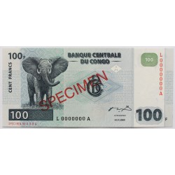 Kongó 100 frank 2000 Specimen Minta
