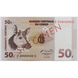 Kongó 50 centimes 1996 Specimen Minta