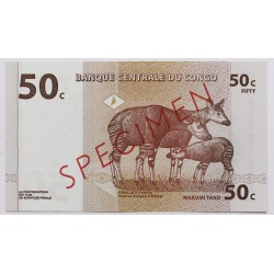 Kongó 50 centimes 1996 Specimen Minta