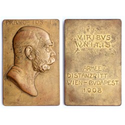 FJ hadsereg távlovaglás Bécs-Budapst 1908 bronz plakett